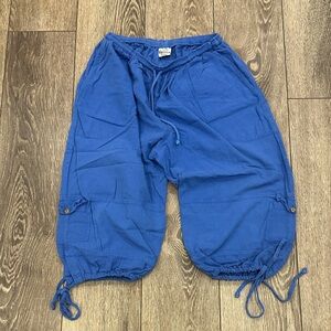 Vintage Cottonseed Parachute Cropped Blue Cargo Capri Pants XL Cotton Casual